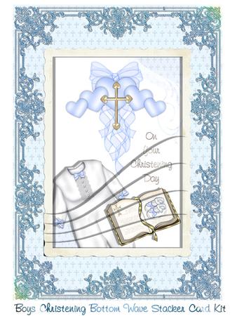 Boys Christening Bottom Wave Stacker Card Kit