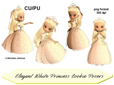 4 Cookie Princess in White Posers