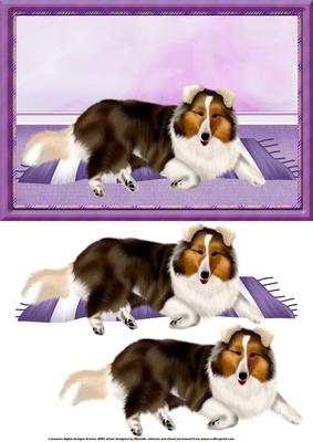 Lassie the Collie Dog Card Front with Decoupage