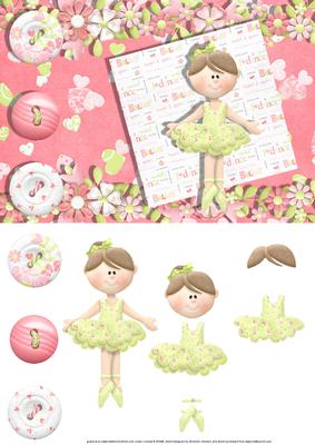 Tippytoes Cute Ballerina Card Front with Decoupage
