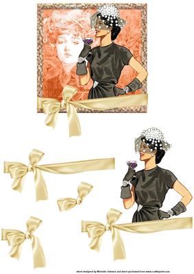 Cheers, Vintage Lady Portrait Topper with Decoupage