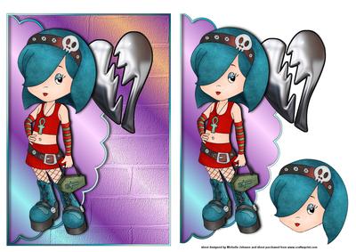 Cute Goth Girl Scalloped Edge Envelope Card