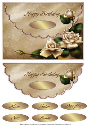 Antique Roses Scalloped Edge Envelope Card