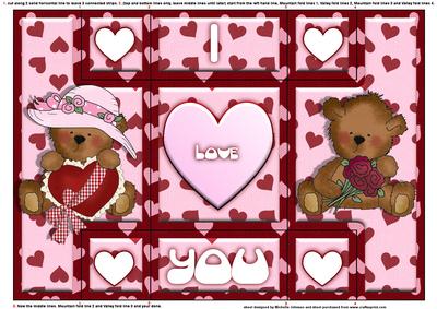 Cute Tatty Teddies Valentines Day Tri Fold Shutter Card