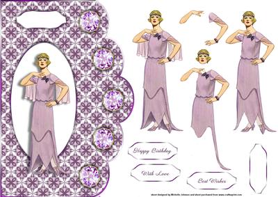 Vintage Lady in Lilac Scalloped Edge Card