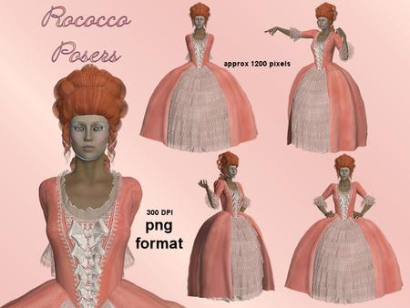 5 Victorian Lady Rococco in Peach Posers