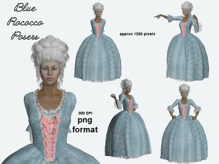 5 Victorian Lady Rococco in Blue Posers