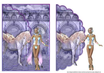 Fantasyland Pegasus and Fairy Scalloped Egde Envelope Card