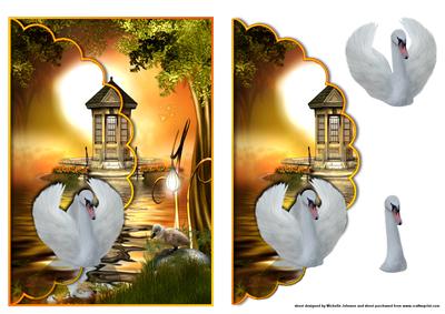 Swan Lake Scalloped Edge Envelope Card
