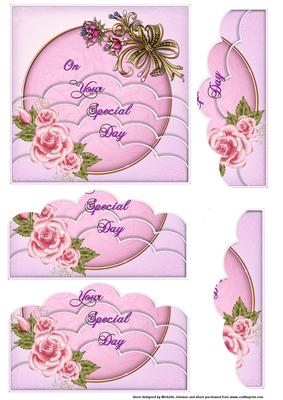 Pink Roses Special Day Scalloped Bottom Stacker Card