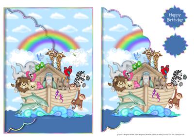 The Animals Went in Two by Two Scalloped Edge Envelope Card