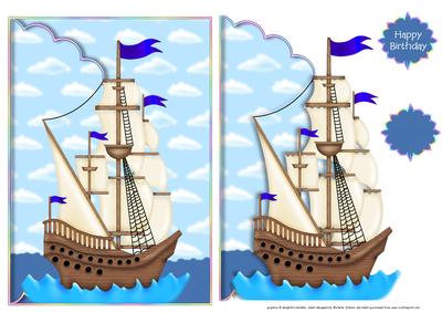 Ships Ahoy Scalloped Edge Envelope Card