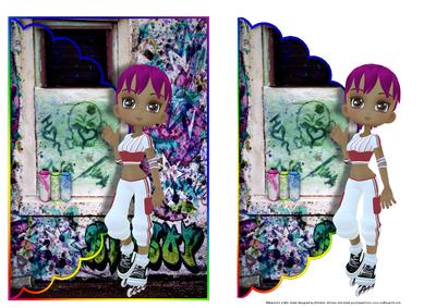 Skater Cookie at Graffitti Wall Scalloped Edge Envelope Card