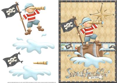 Land Ahoy! Card Front with Decoupage