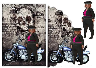 Female Hells Angel Scalloped Edge Envelope Card