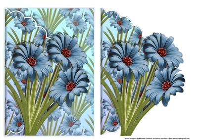 Blue Floral Scalloped Edge Envelope Card
