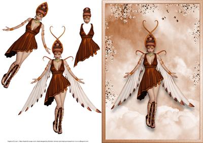 Aphrodite in Brown Card Front with Decoupage