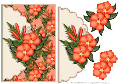 Bright Orange Hibiscus Scalloped Edge Envelope Card
