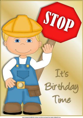 Stop Construction Kid A4 Card