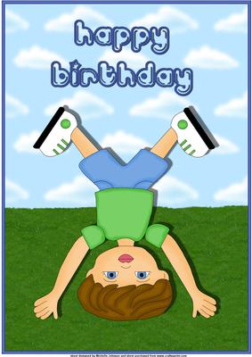 Cartwheel Kid A4 Card