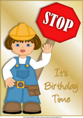 Stop Construction Girl A4 Card
