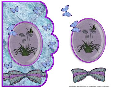 Pretty Blue Butterflies Scalloped Edge Card