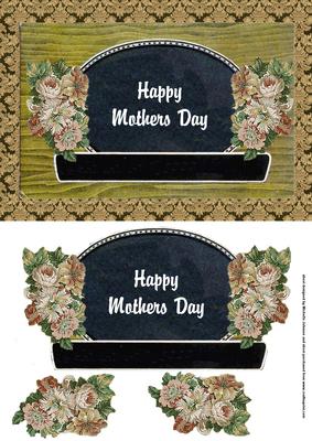 Vintage Mothers Day Card Front with Decoupage