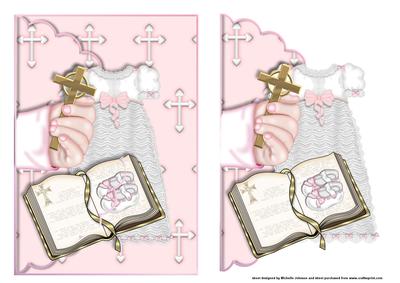 Girls Christening Scalloped Edge Envelope Card