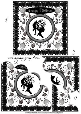 Silhouette Portrait 1 Shell Edge Corner Stacker Card
