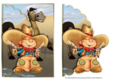 Daddys Little Cowboy Scalloped Edge Envelope Card