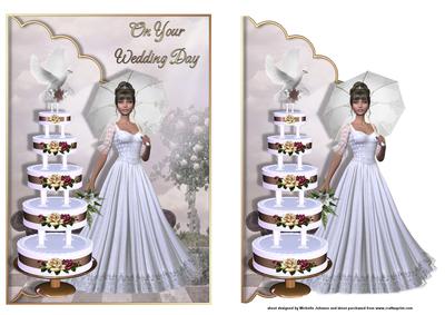 Beautiful Bride and Cake Scalloped Edge Envelope Card