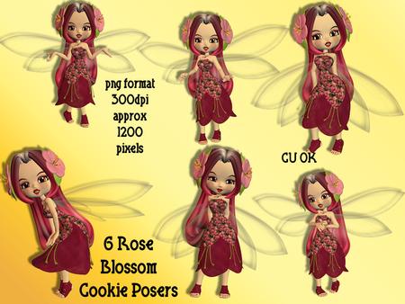 6 Rose Blossom Cookie Posers