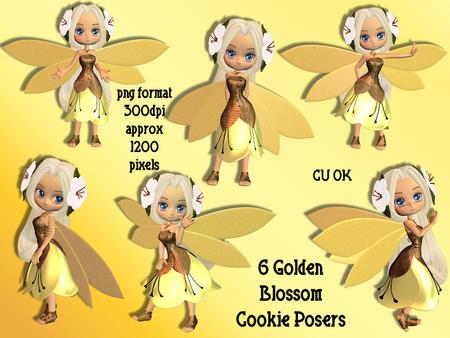 6 Golden Blossom Cookie Posers
