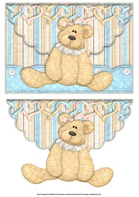 Beary Happy Girl Scalloped Edge Envelope Card