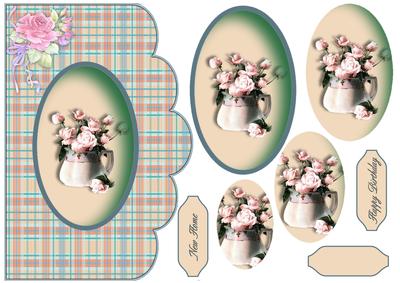 Country Roses Scalloped Edge Card with Pyramage