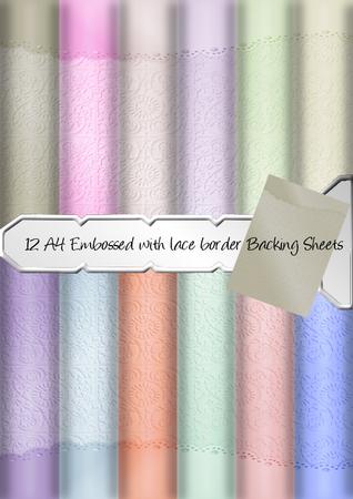 12 A4 Pastel Embossed with Lace Edge Backing Papers