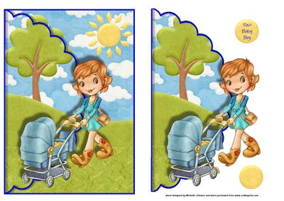 Proud Mum New Baby Boy Scalloped Edge Envelope Card