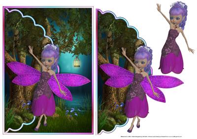 Mavka Purple Cherry Blossom Fairy Scalloped Edge Card