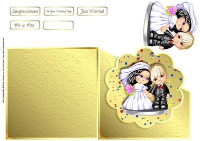 Just Married Scallope Over the Edge Card