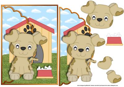 Cute Brown Puppy Scalloped Edge Envelope Card