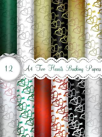 12 A4 Two Hearts Backing Papers
