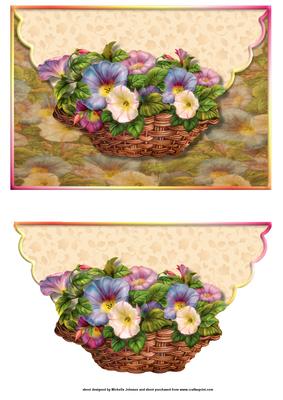 Basket of Pansies Scalloped Edge Envelope Card