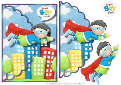 Superboy to the Rescue Scalloped Edge Envelope Card