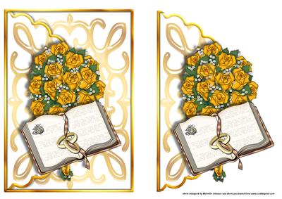 Wedding Day Bible and Bouquet Scalloped Edge Envelope Card