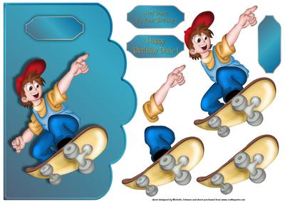 Skater Dude Scallope Curve Card