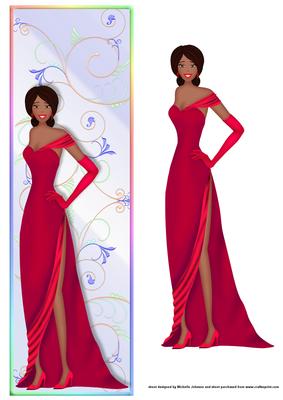 Ethnic Lady in a Red Elegant Dress Large Dl Topper