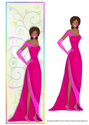 Ethic Lady in a Pink Dress Large Dl Card Topper