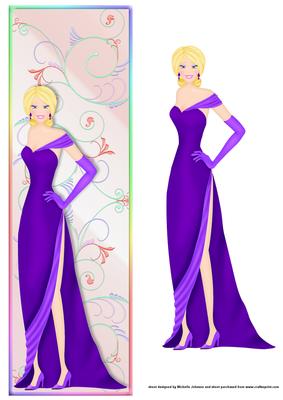 Caucasian Lady in a Purple Dress Large Dl Card Topper