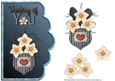 Thinking of You Flowers in a Pocket Scallope Curve Card