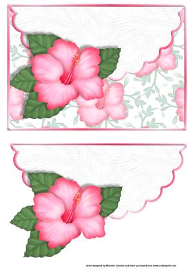 Pink Hibiscus Scalloped Edge Envelope Card
